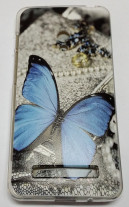 Силиконов гръб ТПУ за Asus Zenfone 5 сив със синя пеперуда
